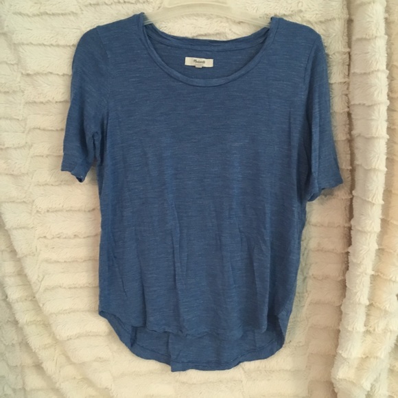 Madewell Anthem Elbow Tee Short Sleeved Curve Edge Scoop Necked Blue XS - Picture 4 of 7